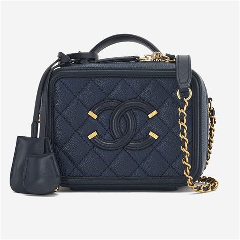 chanel vanity case blue and black|chanel vanity case for sale.